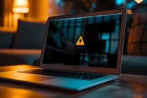 laptop with a warning message about a phishing malware attack