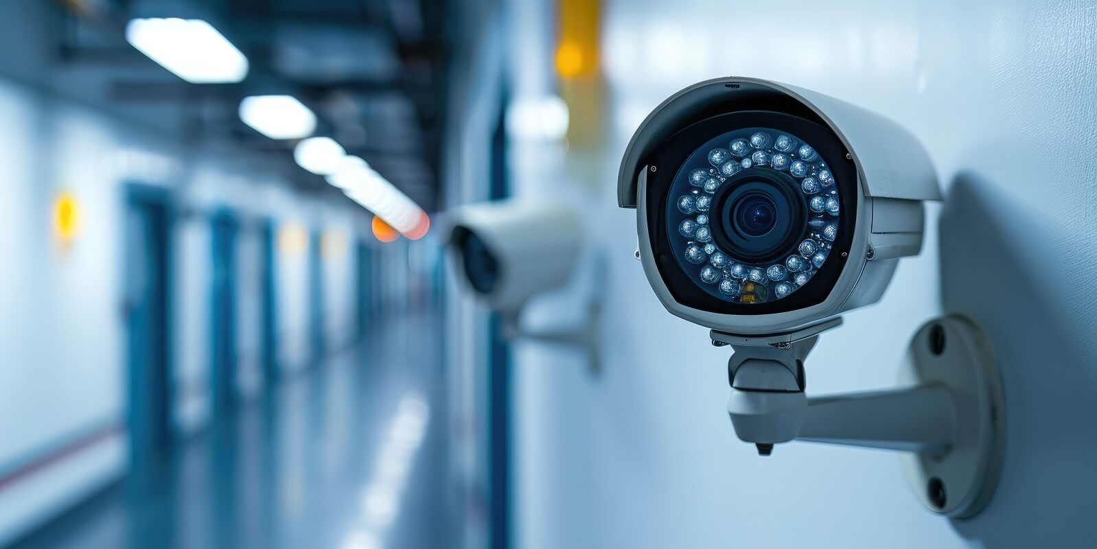 portrait of a working cctv camera with copy space