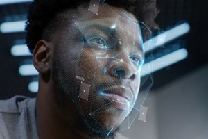 face portrait of young African American man with focused look